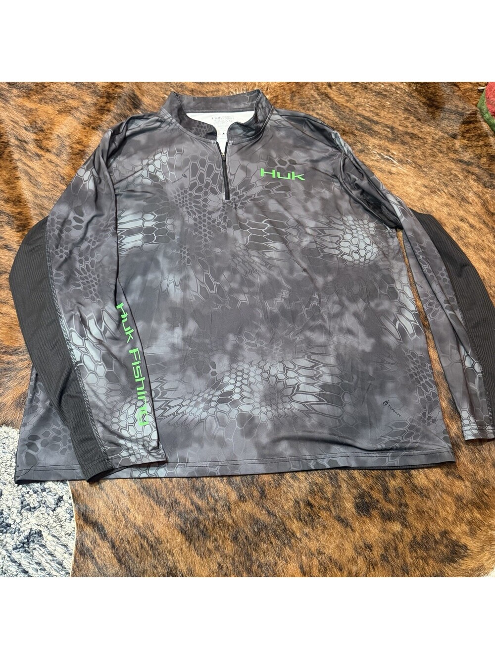 Huk Fishing Shirt Mens Black 1/4 Zip Kryptex Typhon Performance Vented XXL